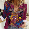 Custom NAIDOC Week Brisbane Lions Women Casual Shirt Australian Aboriginal Art