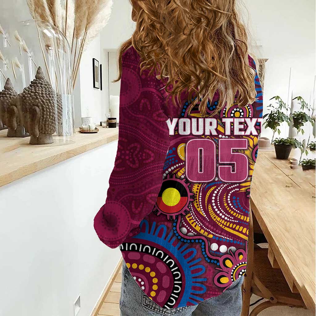 Custom NAIDOC Week Brisbane Lions Women Casual Shirt Australian Aboriginal Art