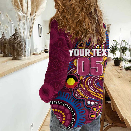 Custom NAIDOC Week Brisbane Lions Women Casual Shirt Australian Aboriginal Art