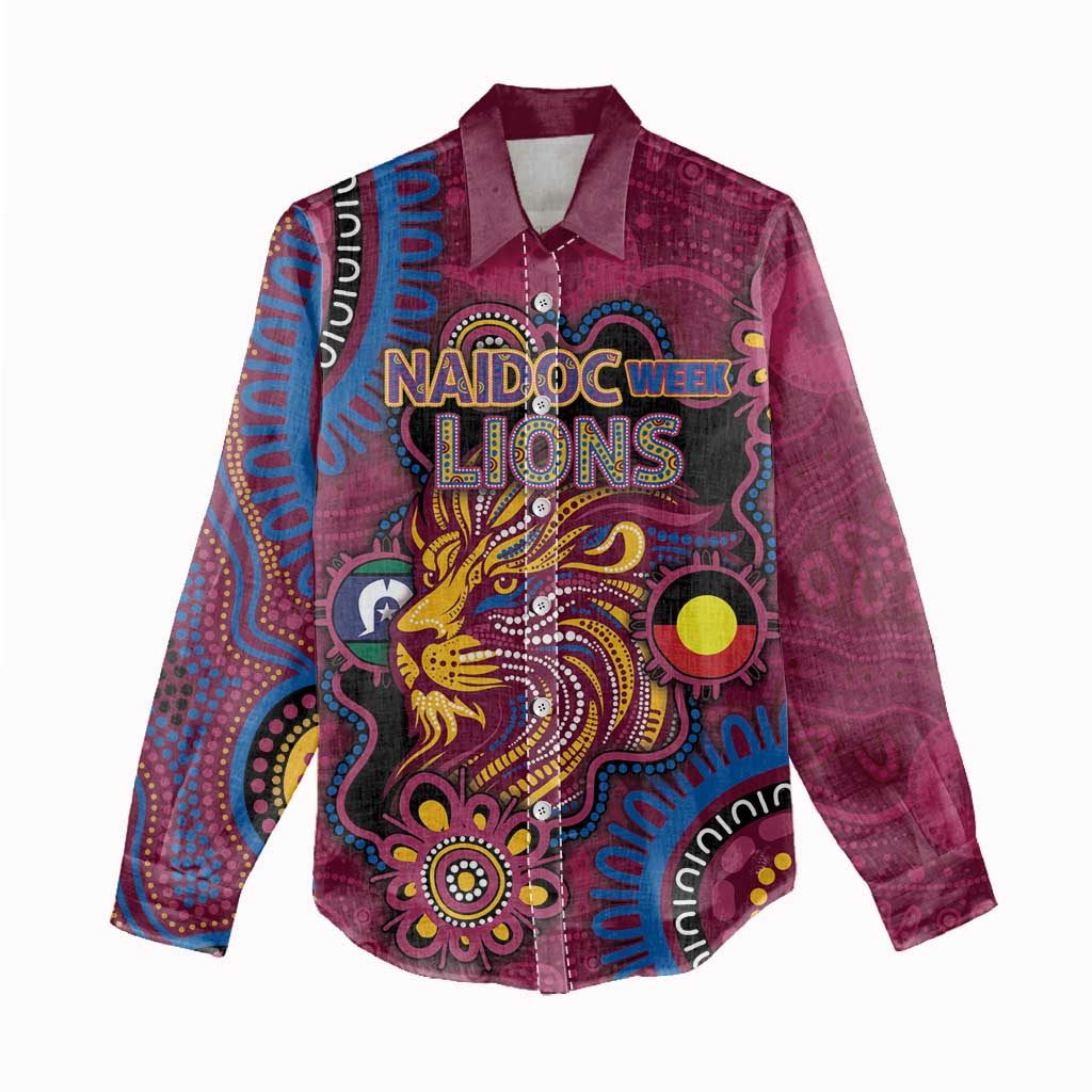 Custom NAIDOC Week Brisbane Lions Women Casual Shirt Australian Aboriginal Art