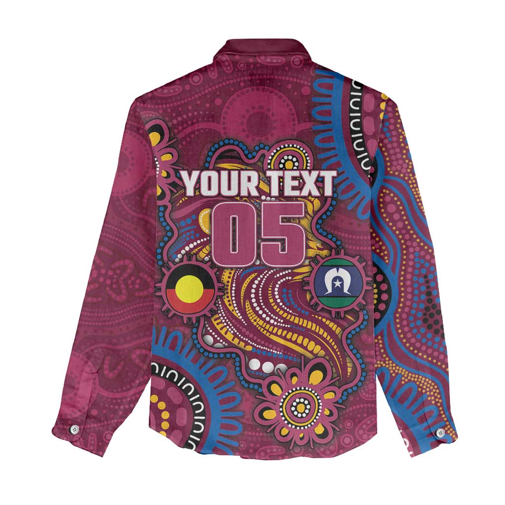 Custom NAIDOC Week Brisbane Lions Women Casual Shirt Australian Aboriginal Art