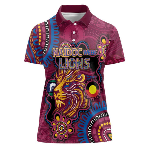 Custom NAIDOC Week Brisbane Lions Women Polo Shirt Australian Aboriginal Art