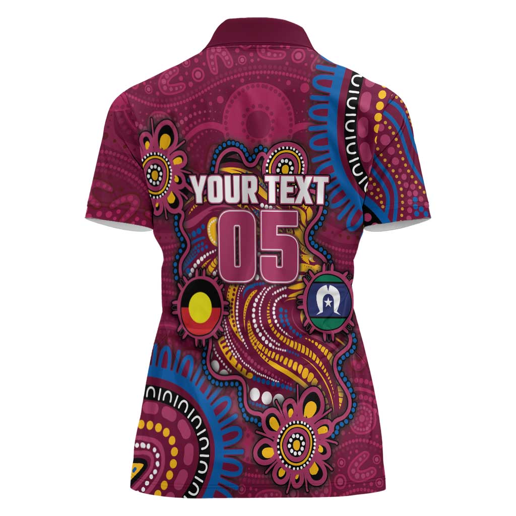 Custom NAIDOC Week Brisbane Lions Women Polo Shirt Australian Aboriginal Art