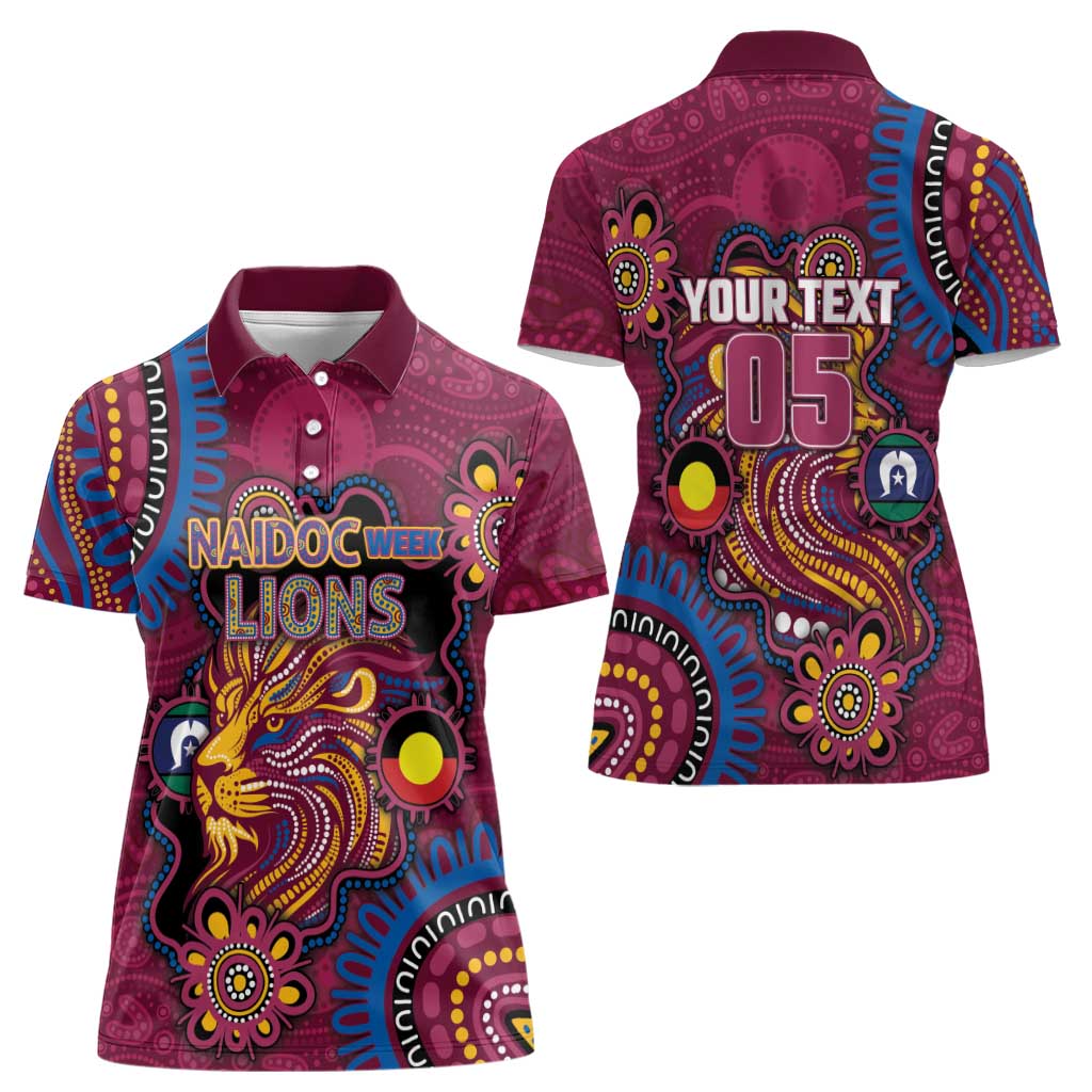 Custom NAIDOC Week Brisbane Lions Women Polo Shirt Australian Aboriginal Art