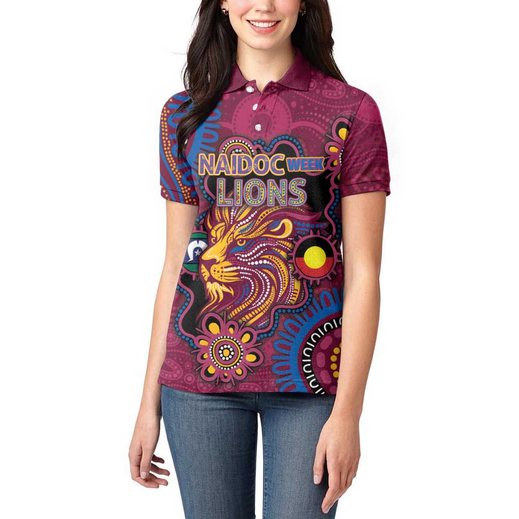 Custom NAIDOC Week Brisbane Lions Women Polo Shirt Australian Aboriginal Art
