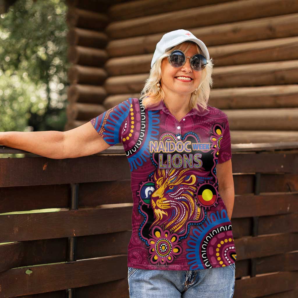 Custom NAIDOC Week Brisbane Lions Women Polo Shirt Australian Aboriginal Art
