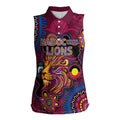 Custom NAIDOC Week Brisbane Lions Women Sleeveless Polo Shirt Australian Aboriginal Art