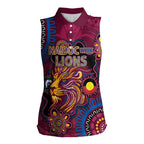 Custom NAIDOC Week Brisbane Lions Women Sleeveless Polo Shirt Australian Aboriginal Art