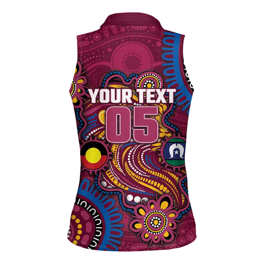Custom NAIDOC Week Brisbane Lions Women Sleeveless Polo Shirt Australian Aboriginal Art