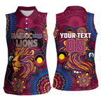 Custom NAIDOC Week Brisbane Lions Women Sleeveless Polo Shirt Australian Aboriginal Art