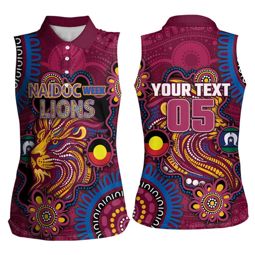 Custom NAIDOC Week Brisbane Lions Women Sleeveless Polo Shirt Australian Aboriginal Art