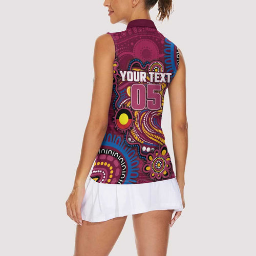 Custom NAIDOC Week Brisbane Lions Women Sleeveless Polo Shirt Australian Aboriginal Art