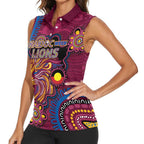Custom NAIDOC Week Brisbane Lions Women Sleeveless Polo Shirt Australian Aboriginal Art