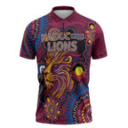 Custom NAIDOC Week Brisbane Lions Zipper Polo Shirt Australian Aboriginal Art