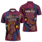 Custom NAIDOC Week Brisbane Lions Zipper Polo Shirt Australian Aboriginal Art