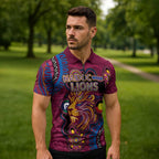 Custom NAIDOC Week Brisbane Lions Zipper Polo Shirt Australian Aboriginal Art