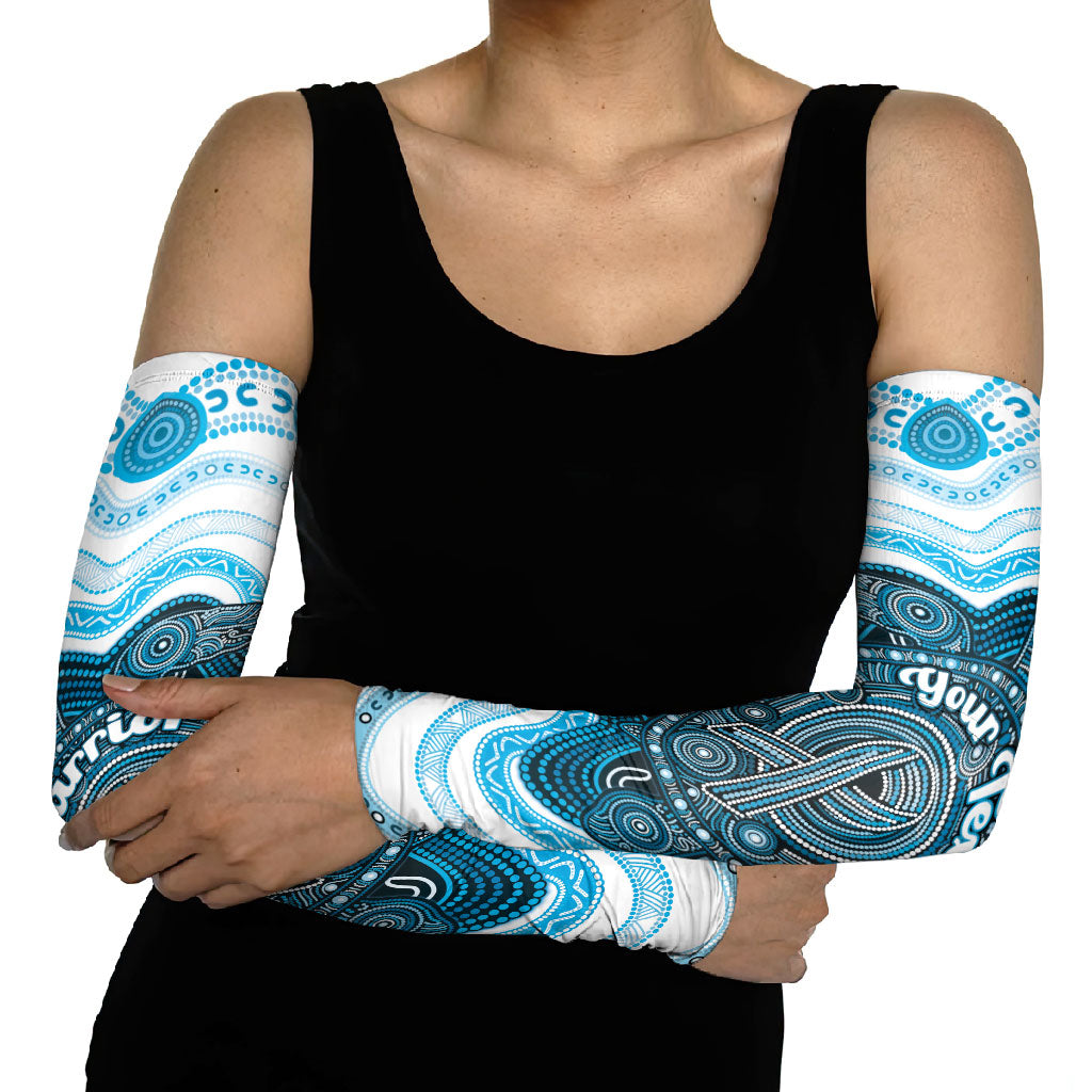 Personalised Prostate Cancer Awareness Month Arm Sleeves Warrior Ribbon Turtle Dot Art Pattern