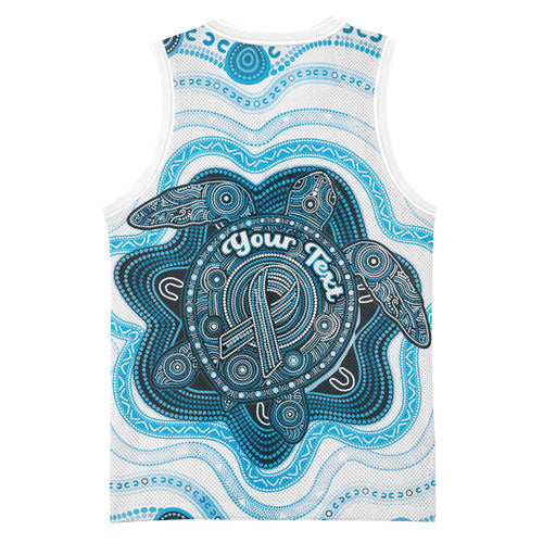 Personalised Prostate Cancer Awareness Month Basketball Jersey Warrior Ribbon Turtle Dot Art Pattern