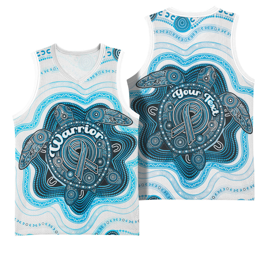 Personalised Prostate Cancer Awareness Month Basketball Jersey Warrior Ribbon Turtle Dot Art Pattern