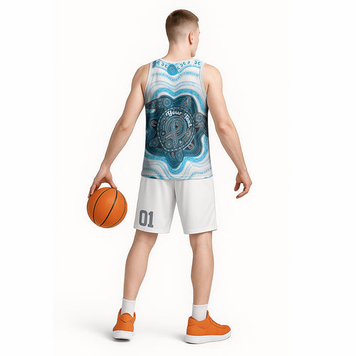 Personalised Prostate Cancer Awareness Month Basketball Jersey Warrior Ribbon Turtle Dot Art Pattern