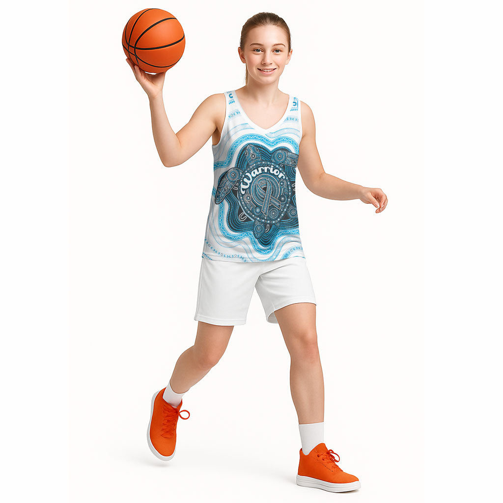 Personalised Prostate Cancer Awareness Month Basketball Jersey Warrior Ribbon Turtle Dot Art Pattern