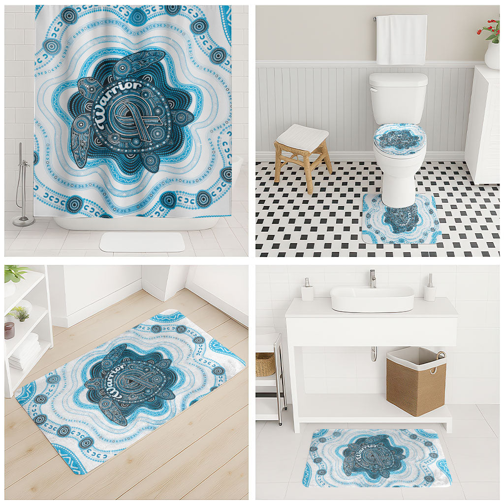Prostate Cancer Awareness Month Bathroom Set Warrior Ribbon Turtle Dot Art Pattern