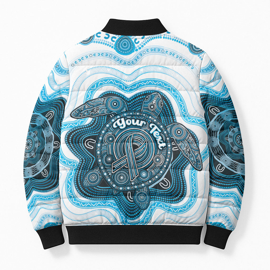 Personalised Prostate Cancer Awareness Month Bomber Puffer Jacket Warrior Ribbon Turtle Dot Art Pattern