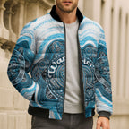 Personalised Prostate Cancer Awareness Month Bomber Puffer Jacket Warrior Ribbon Turtle Dot Art Pattern