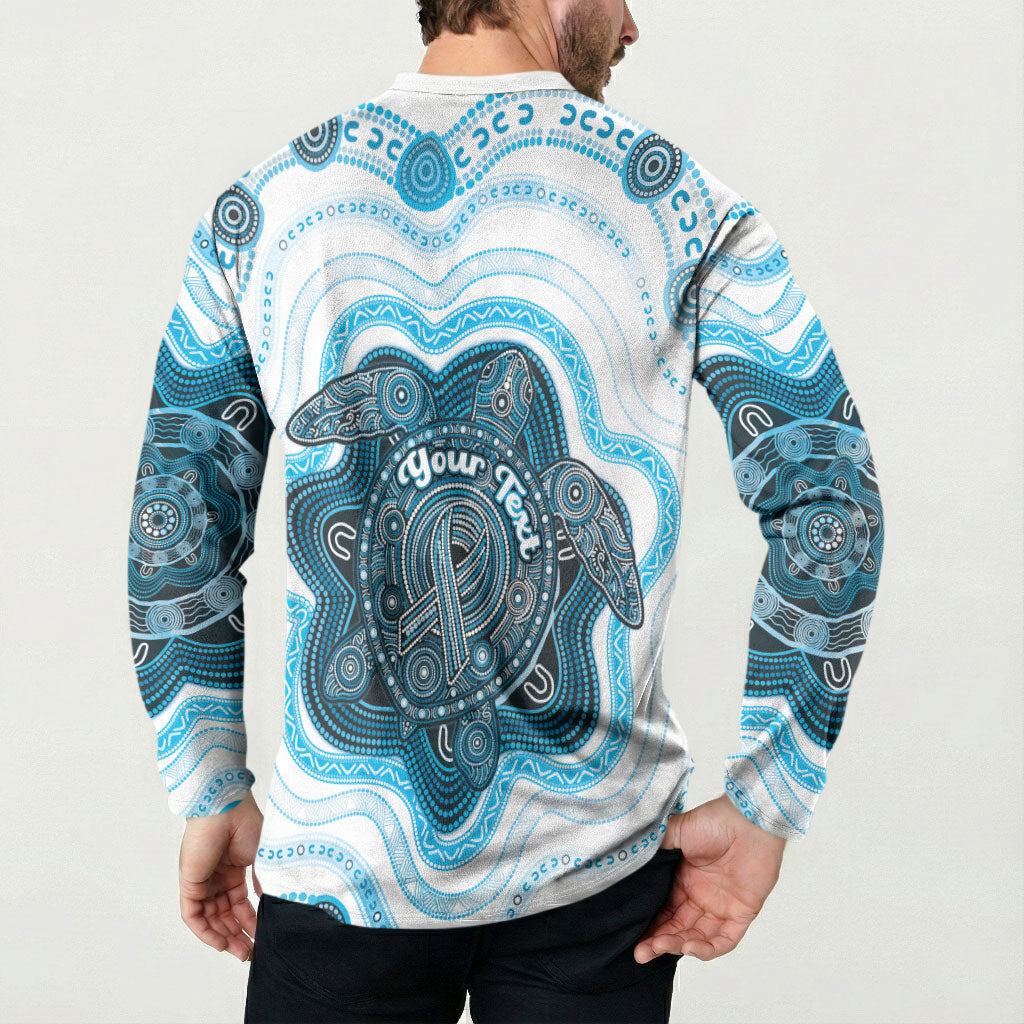 Personalised Prostate Cancer Awareness Month Button Sweatshirt Warrior Ribbon Turtle Dot Art Pattern