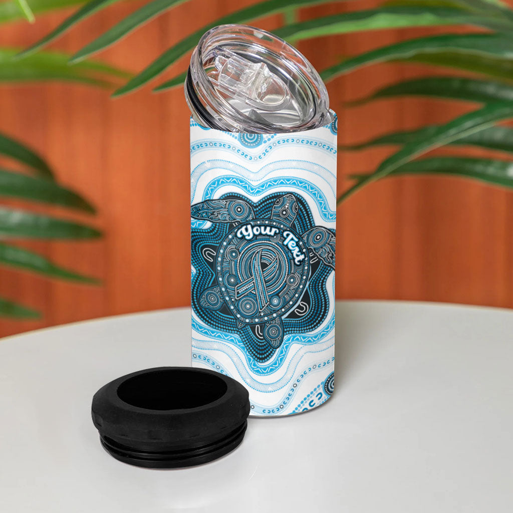 Personalised Prostate Cancer Awareness Month 4 in 1 Can Cooler Tumbler Warrior Ribbon Turtle Dot Art Pattern