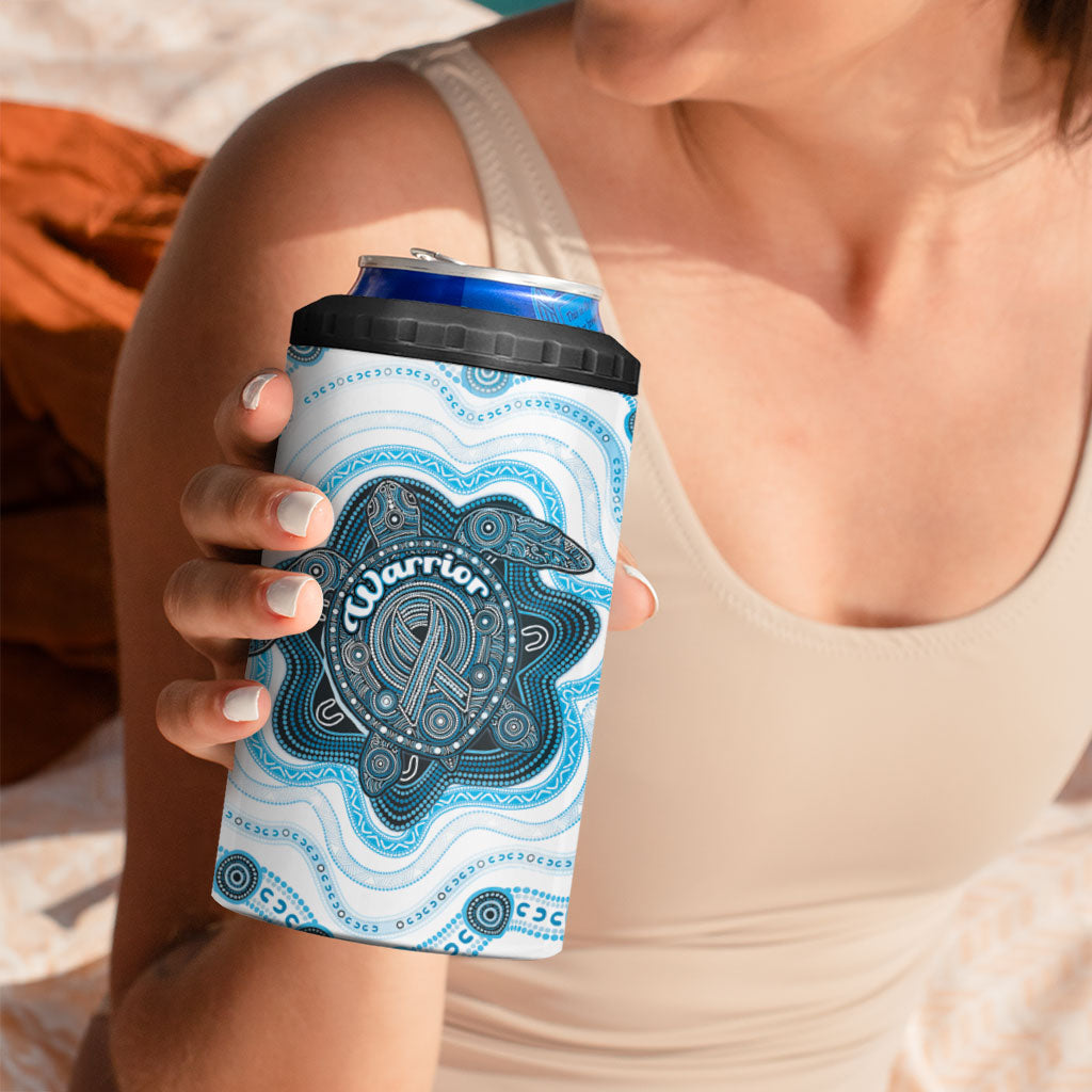 Personalised Prostate Cancer Awareness Month 4 in 1 Can Cooler Tumbler Warrior Ribbon Turtle Dot Art Pattern