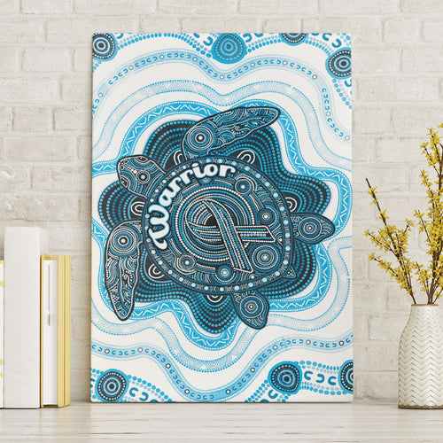 Prostate Cancer Awareness Month Canvas Wall Art Warrior Ribbon Turtle Dot Art Pattern