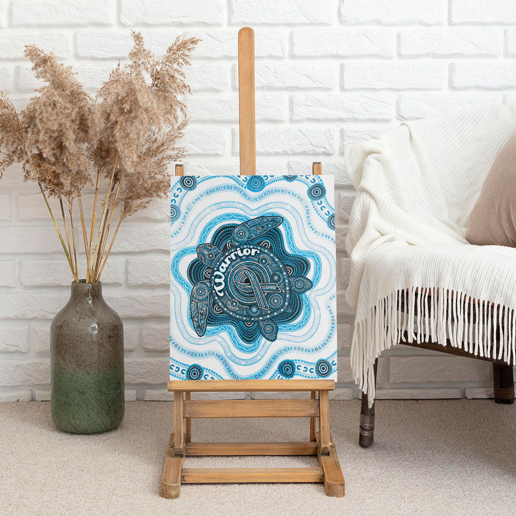 Prostate Cancer Awareness Month Canvas Wall Art Warrior Ribbon Turtle Dot Art Pattern