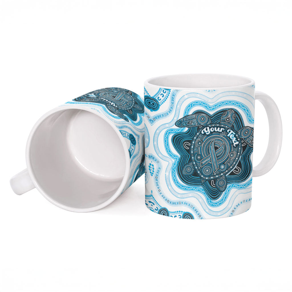 Personalised Prostate Cancer Awareness Month Ceramic Mug Warrior Ribbon Turtle Dot Art Pattern