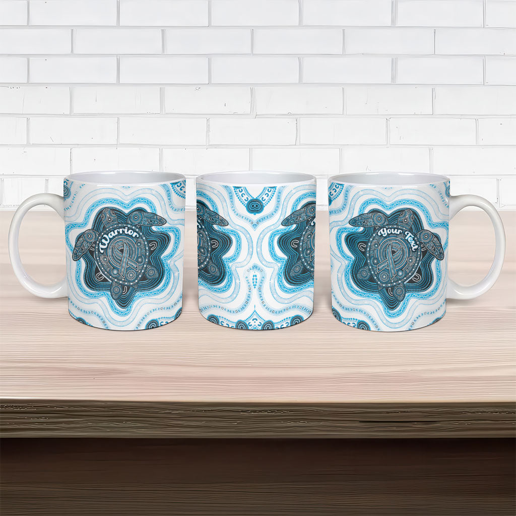 Personalised Prostate Cancer Awareness Month Ceramic Mug Warrior Ribbon Turtle Dot Art Pattern