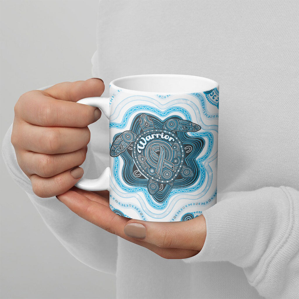 Personalised Prostate Cancer Awareness Month Ceramic Mug Warrior Ribbon Turtle Dot Art Pattern