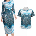 Personalised Prostate Cancer Awareness Month Couples Matching Long Sleeve Bodycon Dress and Hawaiian Shirt Warrior Ribbon Turtle Dot Art Pattern