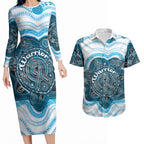 Personalised Prostate Cancer Awareness Month Couples Matching Long Sleeve Bodycon Dress and Hawaiian Shirt Warrior Ribbon Turtle Dot Art Pattern