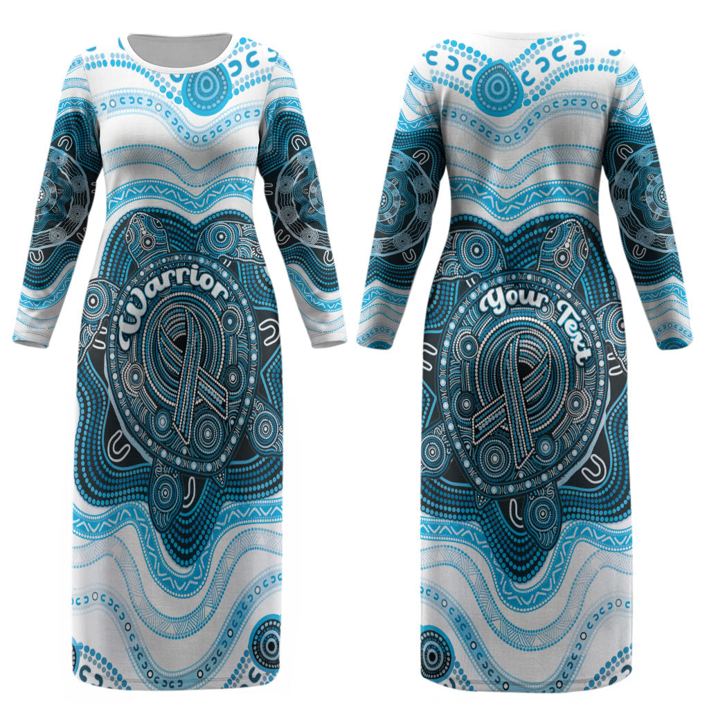Personalised Prostate Cancer Awareness Month Couples Matching Long Sleeve Bodycon Dress and Hawaiian Shirt Warrior Ribbon Turtle Dot Art Pattern