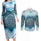 Personalised Prostate Cancer Awareness Month Couples Matching Long Sleeve Bodycon Dress and Long Sleeve Button Shirt Warrior Ribbon Turtle Dot Art Pattern