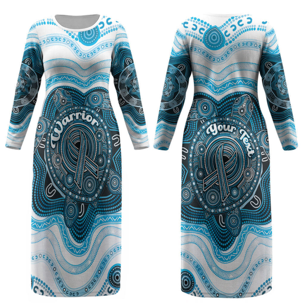 Personalised Prostate Cancer Awareness Month Couples Matching Long Sleeve Bodycon Dress and Long Sleeve Button Shirt Warrior Ribbon Turtle Dot Art Pattern