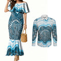 Personalised Prostate Cancer Awareness Month Couples Matching Mermaid Dress and Long Sleeve Button Shirt Warrior Ribbon Turtle Dot Art Pattern