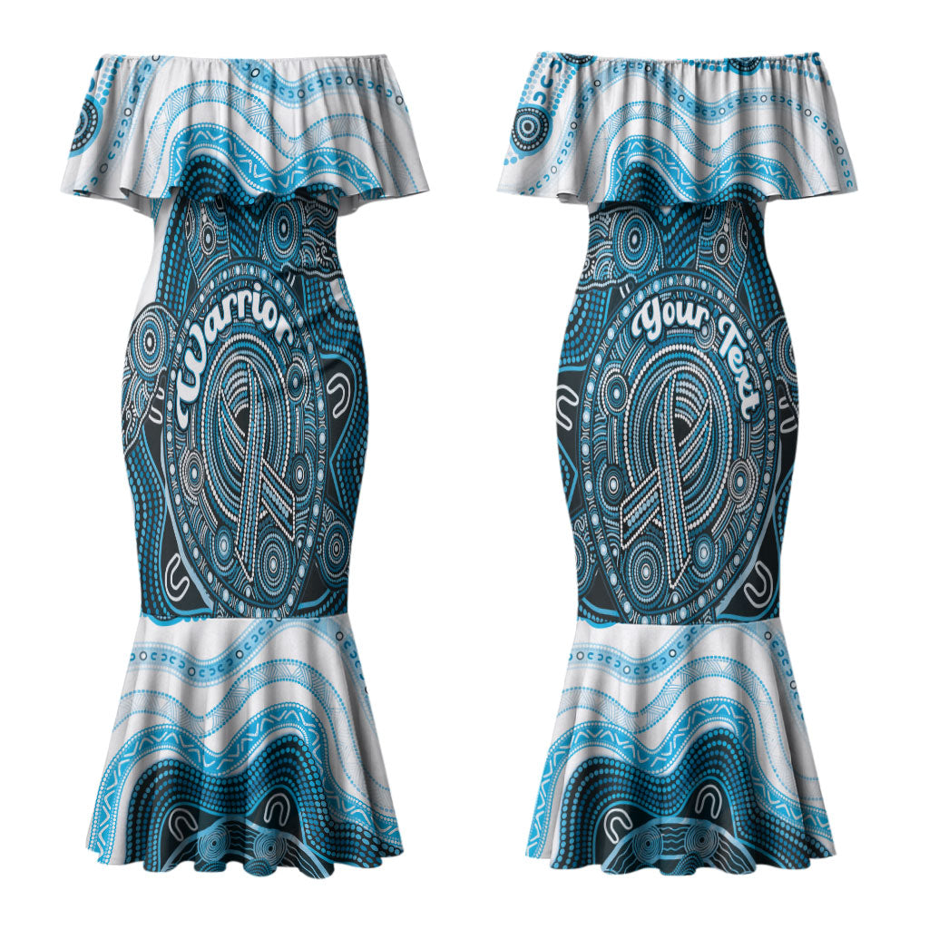 Personalised Prostate Cancer Awareness Month Couples Matching Mermaid Dress and Long Sleeve Button Shirt Warrior Ribbon Turtle Dot Art Pattern
