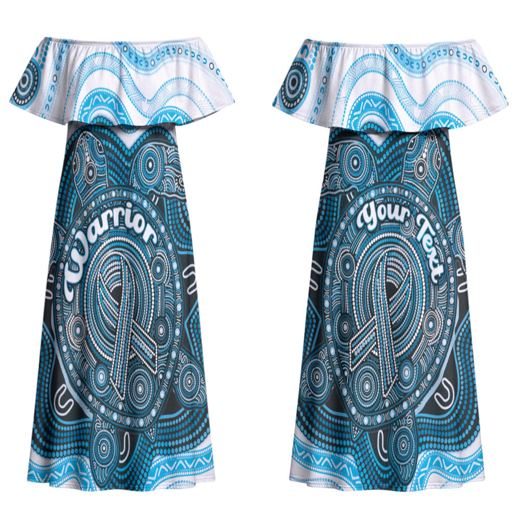 Personalised Prostate Cancer Awareness Month Couples Matching Off Shoulder Maxi Dress and Hawaiian Shirt Warrior Ribbon Turtle Dot Art Pattern