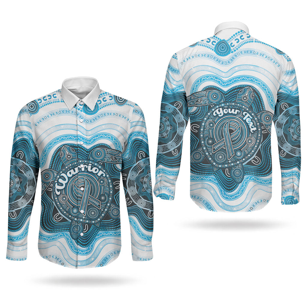 Personalised Prostate Cancer Awareness Month Couples Matching Off The Shoulder Long Sleeve Dress and Long Sleeve Button Shirt Warrior Ribbon Turtle Dot Art Pattern