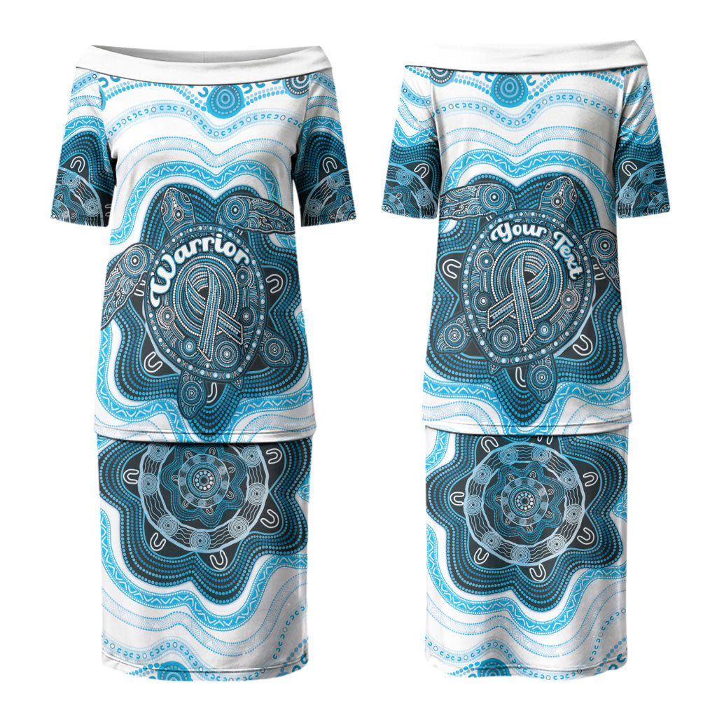 Personalised Prostate Cancer Awareness Month Couples Matching Puletasi and Hawaiian Shirt Warrior Ribbon Turtle Dot Art Pattern