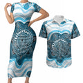 Personalised Prostate Cancer Awareness Month Couples Matching Short Sleeve Bodycon Dress and Hawaiian Shirt Warrior Ribbon Turtle Dot Art Pattern