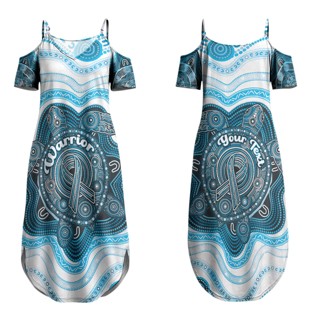 Personalised Prostate Cancer Awareness Month Couples Matching Summer Maxi Dress and Long Sleeve Button Shirt Warrior Ribbon Turtle Dot Art Pattern
