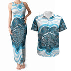 Personalised Prostate Cancer Awareness Month Couples Matching Tank Maxi Dress and Hawaiian Shirt Warrior Ribbon Turtle Dot Art Pattern