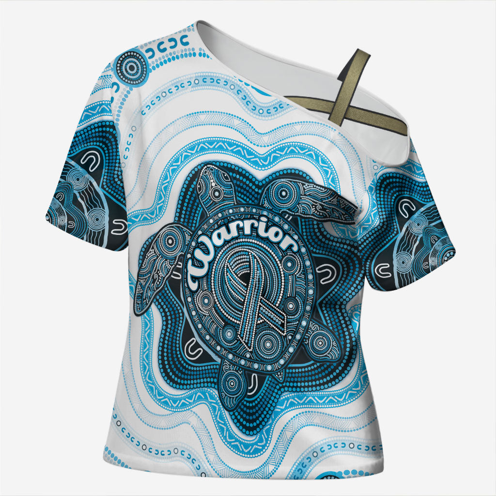 Personalised Prostate Cancer Awareness Month Cross Shoulder Shirt Warrior Ribbon Turtle Dot Art Pattern